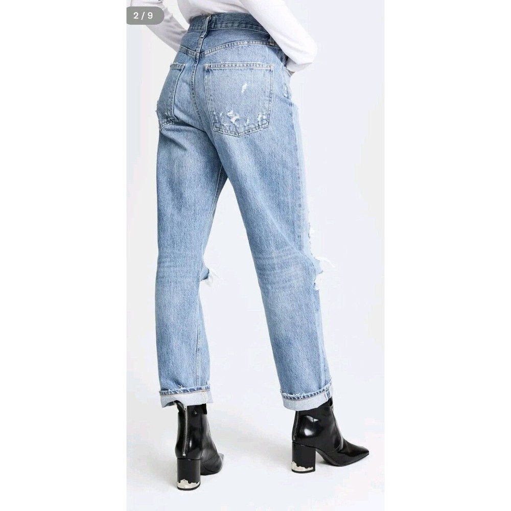 AGOLDE 90’s Jean Mid Rise Distressed Straight Loose Women’s Sz 23 Button Fly USA - Picture 3 of 8